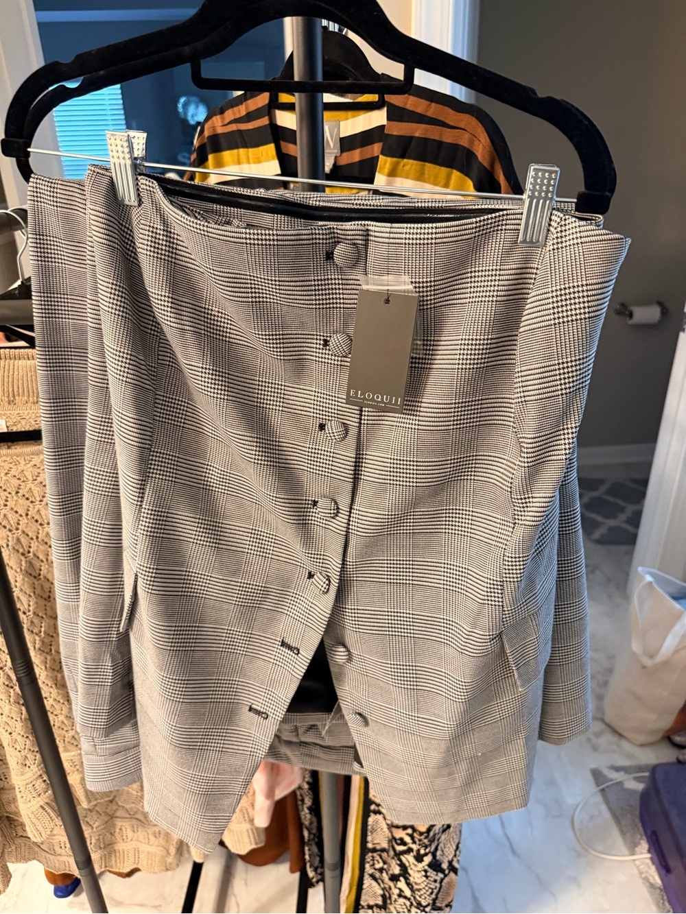 Eloquii Black & White Plaid Corset and Pants